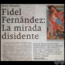 FIDEL FERNÁNDEZ: LA MIRADA DISIDENTE - Por MONTSERRAT ÁLVAREZ - Domingo, 29 de Abril de 2018